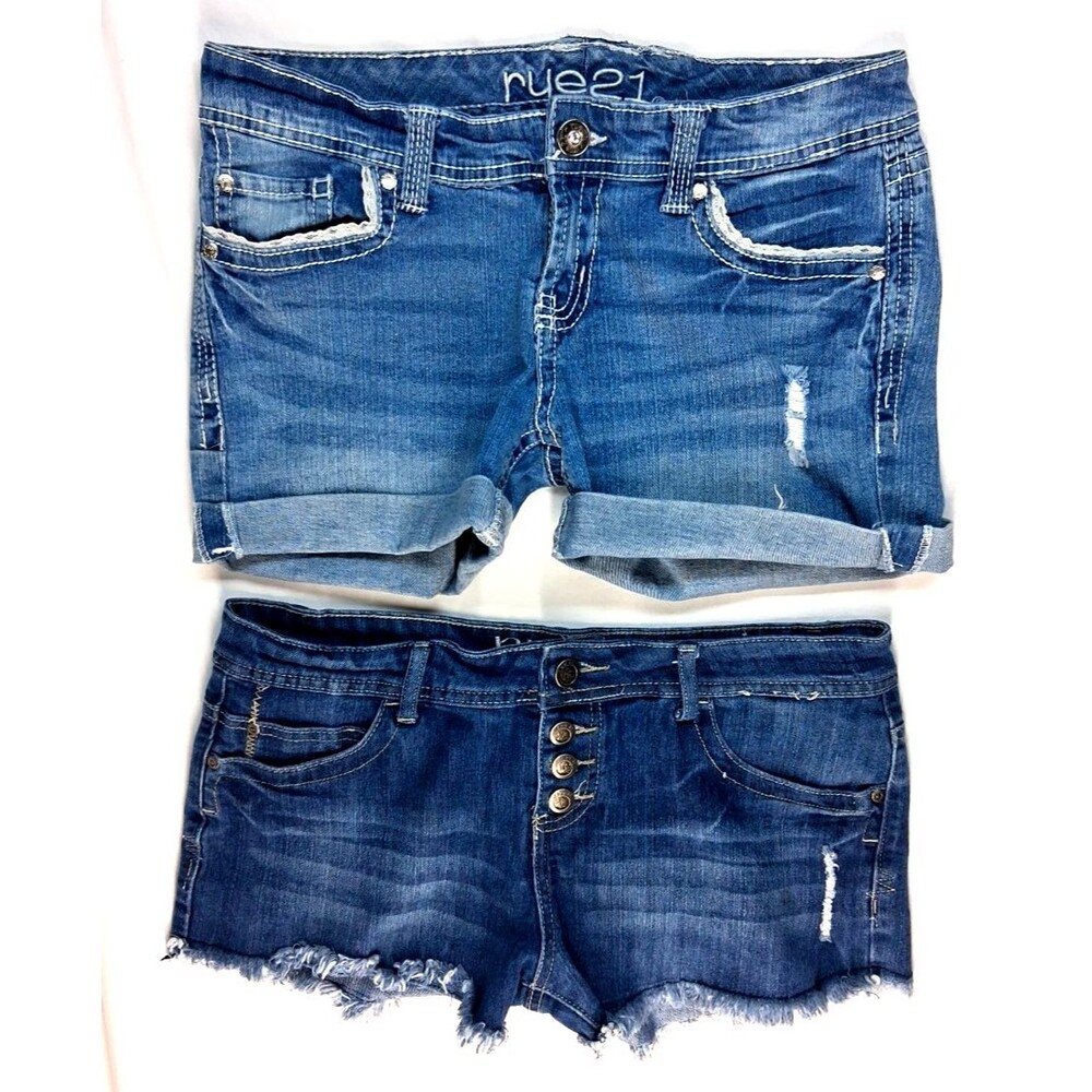 Lot Of 2 Rue 21 Womens 10 Summer Shorts Curvy Raw Hem Vacation Resortwear Beach